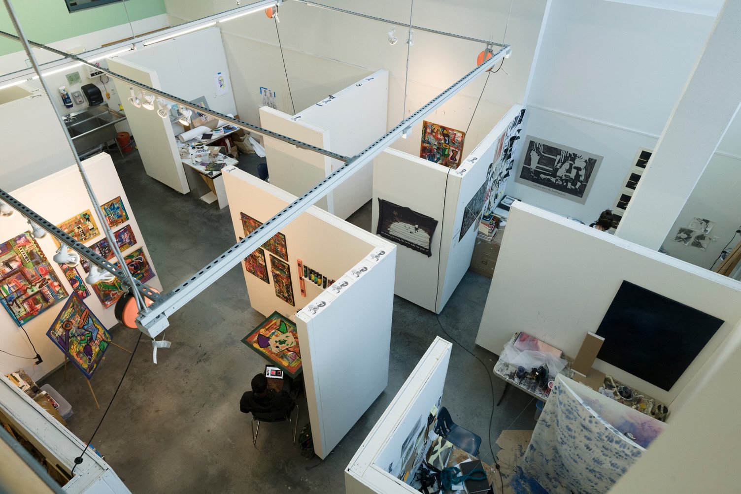 View from above in the William T. Kemper Painting Studio